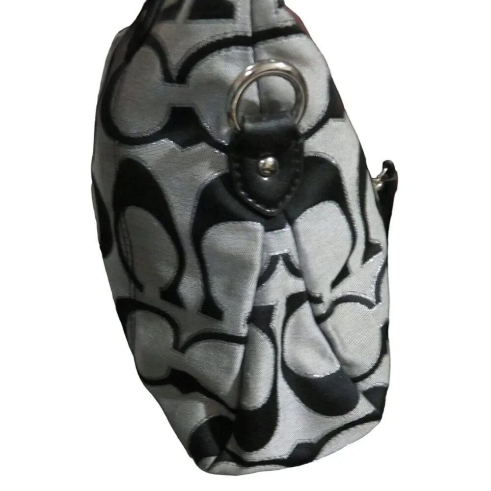 COACH 2013 Daisy Mia Signature C canvas & leather Black & Gray Metallic Satchel - Picture 7 of 12